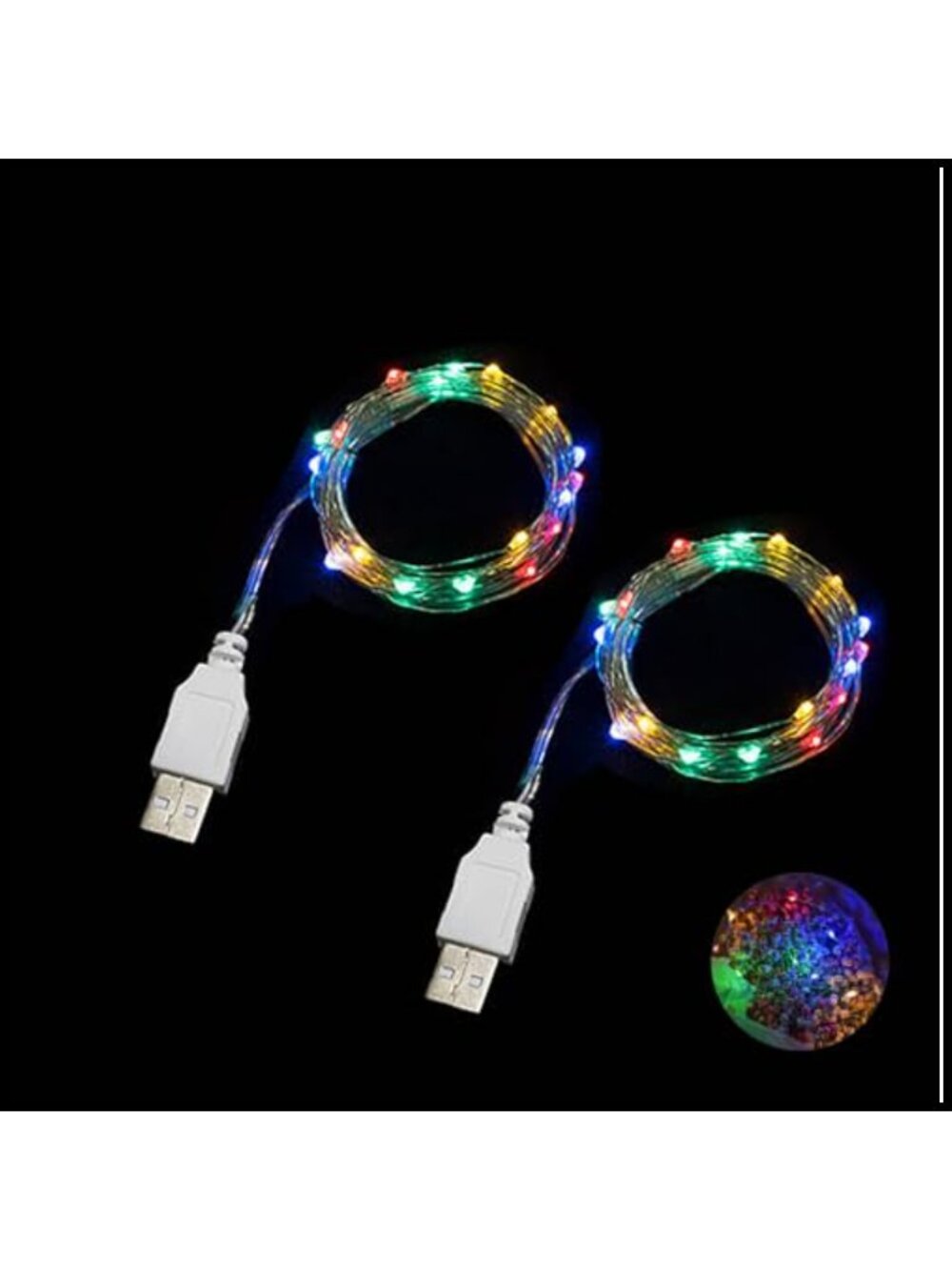 USB Fairy String Lights 2m 20 LED Flexible Silver Thread Decor